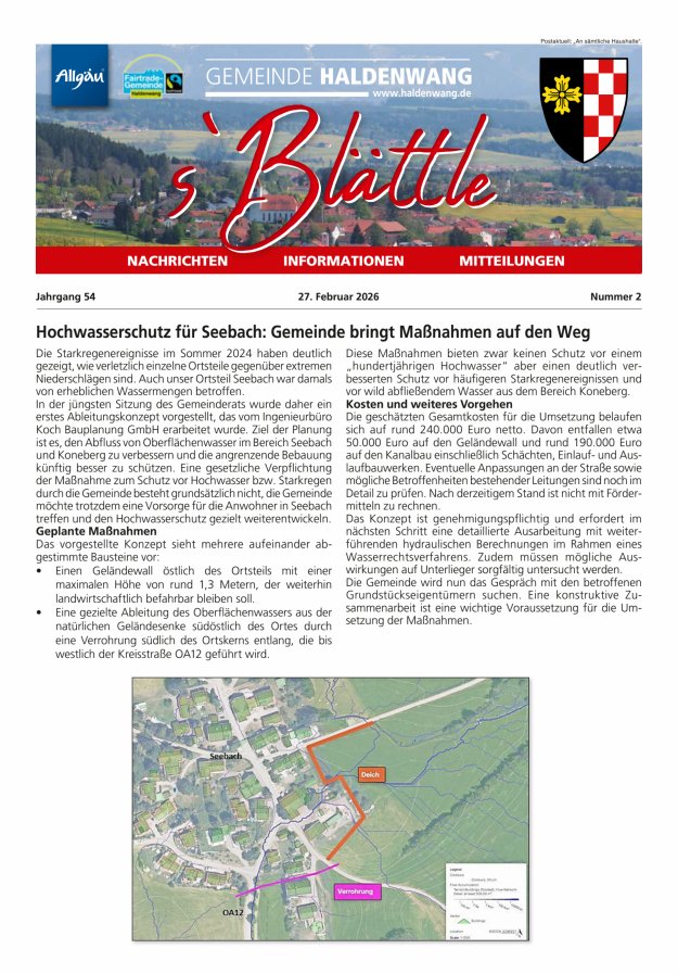 sBlättle der Gemeinde Haldenwang Titelblatt 02/2026