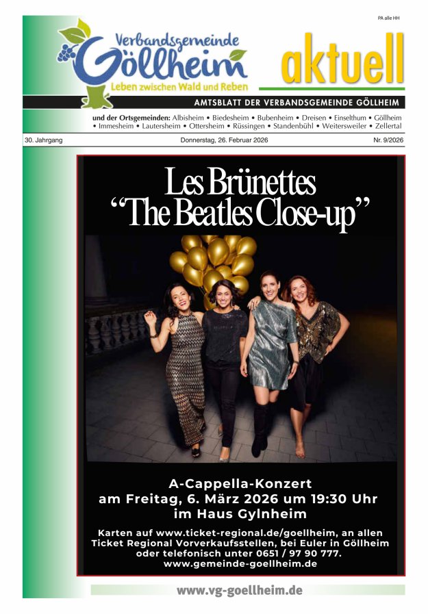 Verbandsgemeinde Göllheim aktuell Titelblatt 09/2026