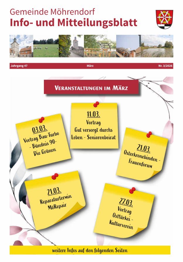 Amts- und Mitteilungsblatt Gemeinde Möhrendorf Titelblatt 03/2026
