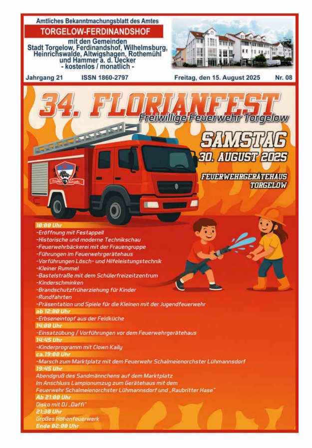Amtliches Bekanntmachungsblatt des Amtes Torgelow-Ferdinandshof Titelblatt 08/2025