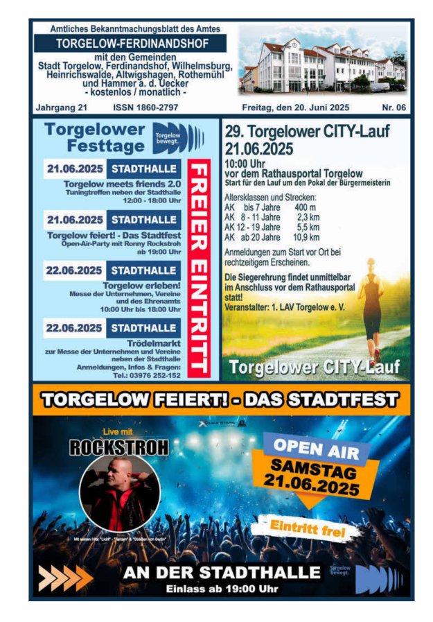 Amtliches Bekanntmachungsblatt des Amtes Torgelow-Ferdinandshof Titelblatt 06/2025