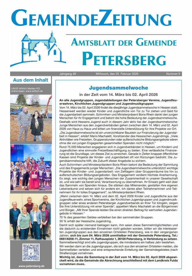 Amtsblatt Blickpunkt Petersberg Titelblatt 09/2026