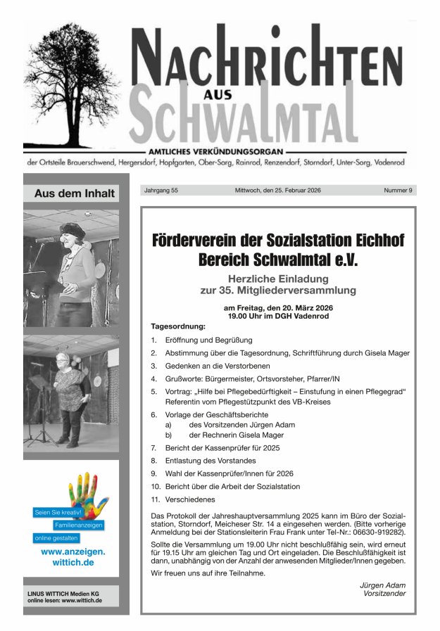 Nachrichten aus Schwalmtal Titelblatt 09/2026