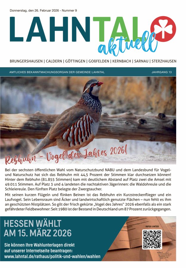 Amtliches Bekanntmachungsorgan der Gemeinde Lahntal Titelblatt 09/2026