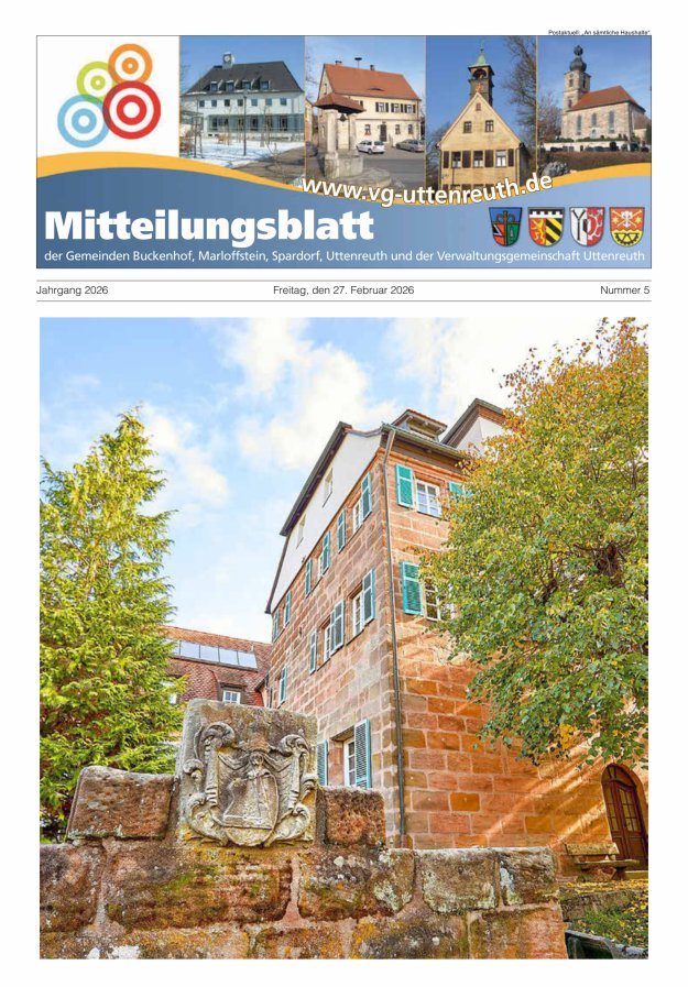 Mitteilungsblatt der Verwaltungsgemeinschaft Uttenreuth Titelblatt 05/2026