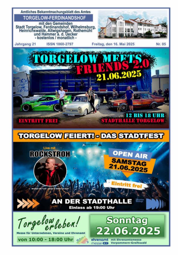 Amtliches Bekanntmachungsblatt des Amtes Torgelow-Ferdinandshof Titelblatt 05/2025