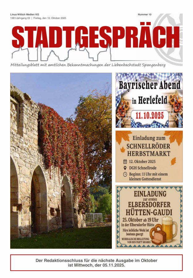 Stadtgespräch Spangenberg Titelblatt 10/2025
