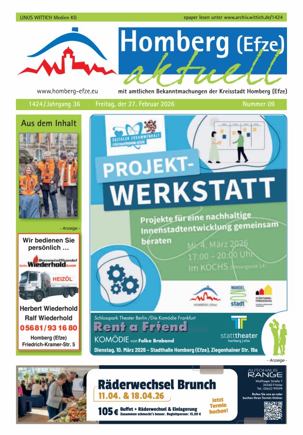 Homberg Efze aktuell Titelblatt 09/2026