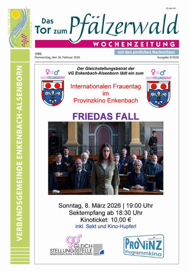 Das Tor zum Pfälzer Wald - VG Enkenbach-Alsenborn Titelblatt 09/2026
