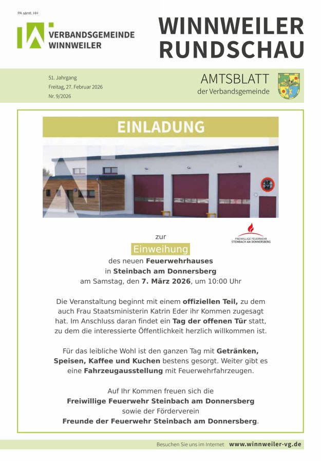 Winnweiler Rundschau Titelblatt 09/2026
