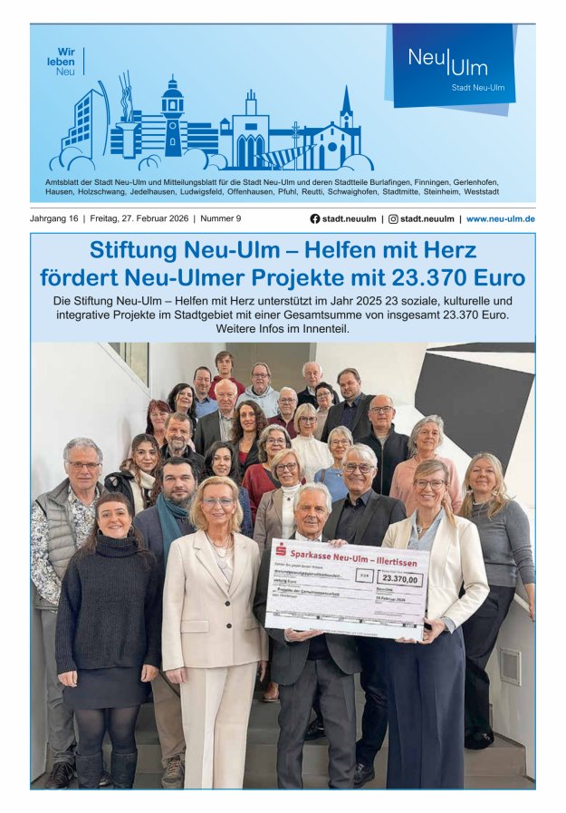 Amtsblatt der Stadt Neu-Ulm und Mitteilungsblatt für die Stadt Neu-Ulm Titelblatt 09/2026