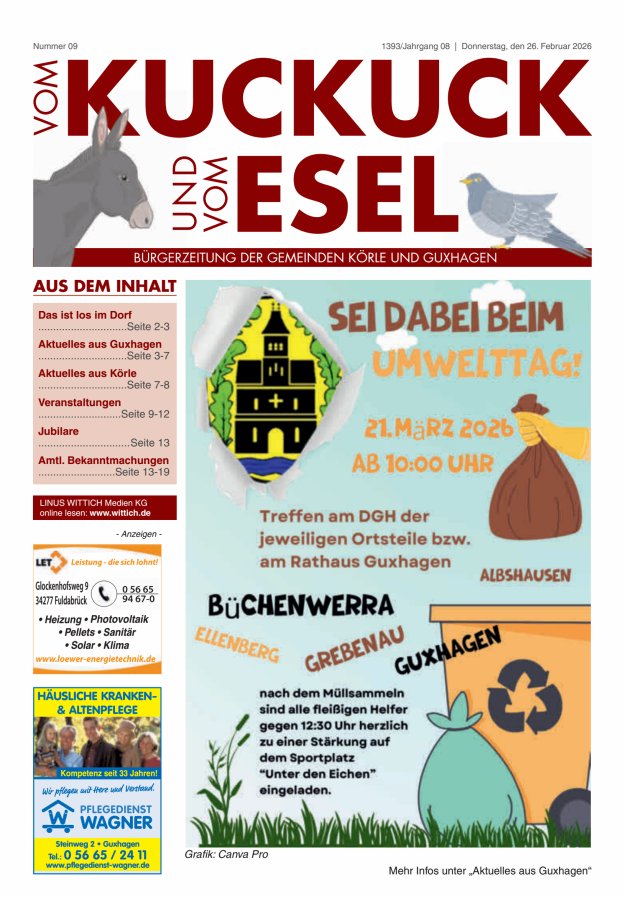 Vom Kuckuck und Esel (Guxhagen-Körle) Titelblatt 09/2026