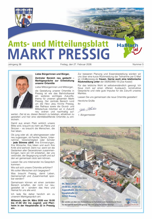 Amtsblatt für den Markt Pressig mit den Gemeindeteilen Titelblatt 05/2026