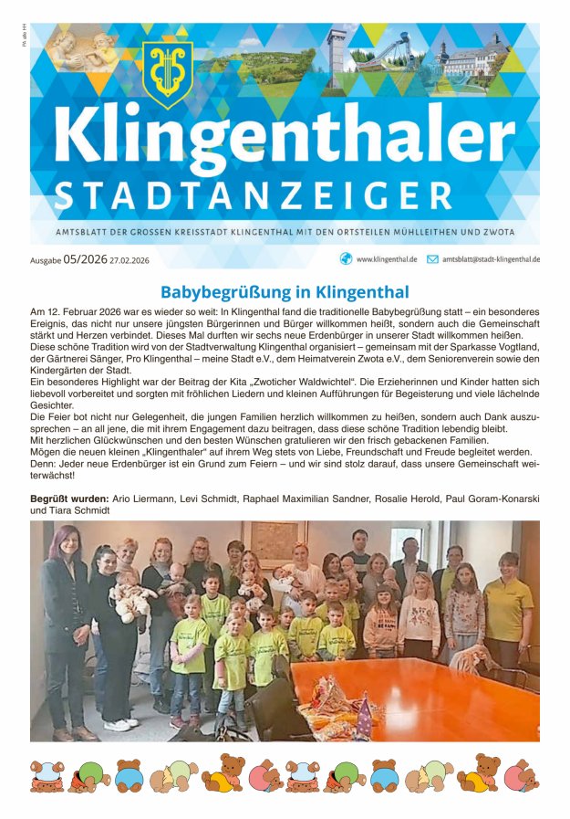 Klingenthaler Stadtanzeiger  Titelblatt 05/2026