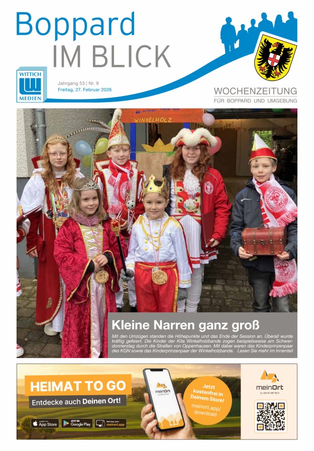 Boppard im Blick - Heimatzeitung für die Stadt Boppard Titelblatt 09/2026