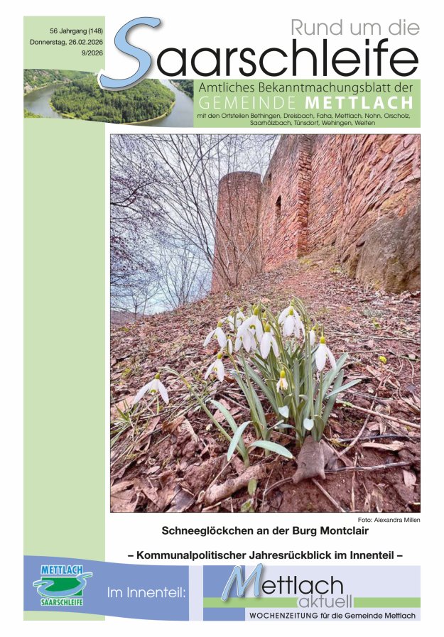 Rund um die Saarschleife Gemeinde Mettlach Titelblatt 09/2026