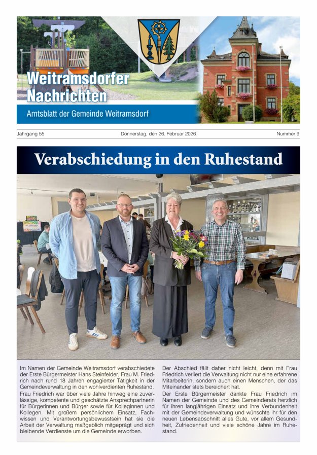 Weitramsdorfer Nachrichten Titelblatt 09/2026