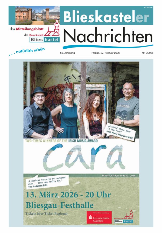 Blieskasteler Nachrichten  Titelblatt 09/2026