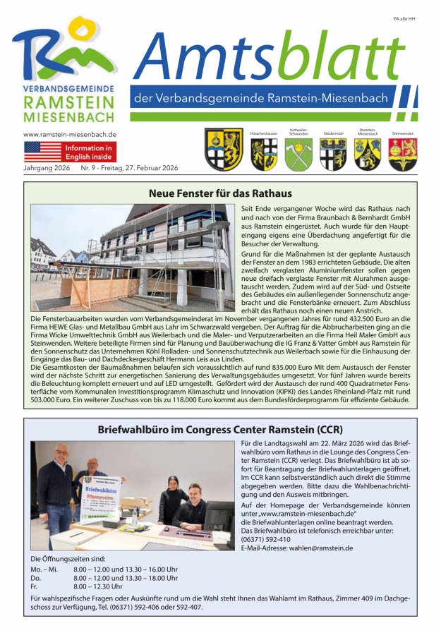 Amtsblatt VG Ramstein-Miesenbach Titelblatt 09/2026