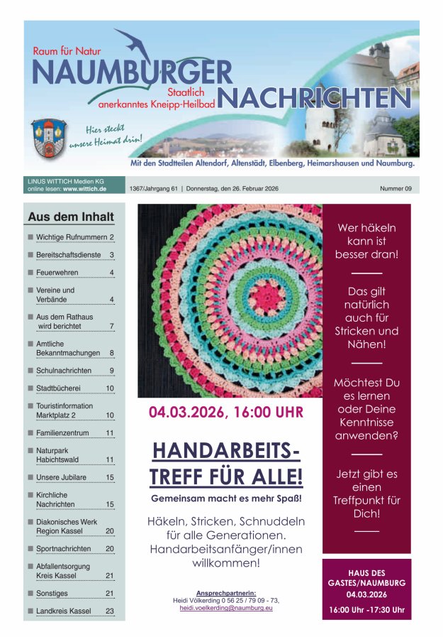 Naumburger Nachrichten Titelblatt 09/2026