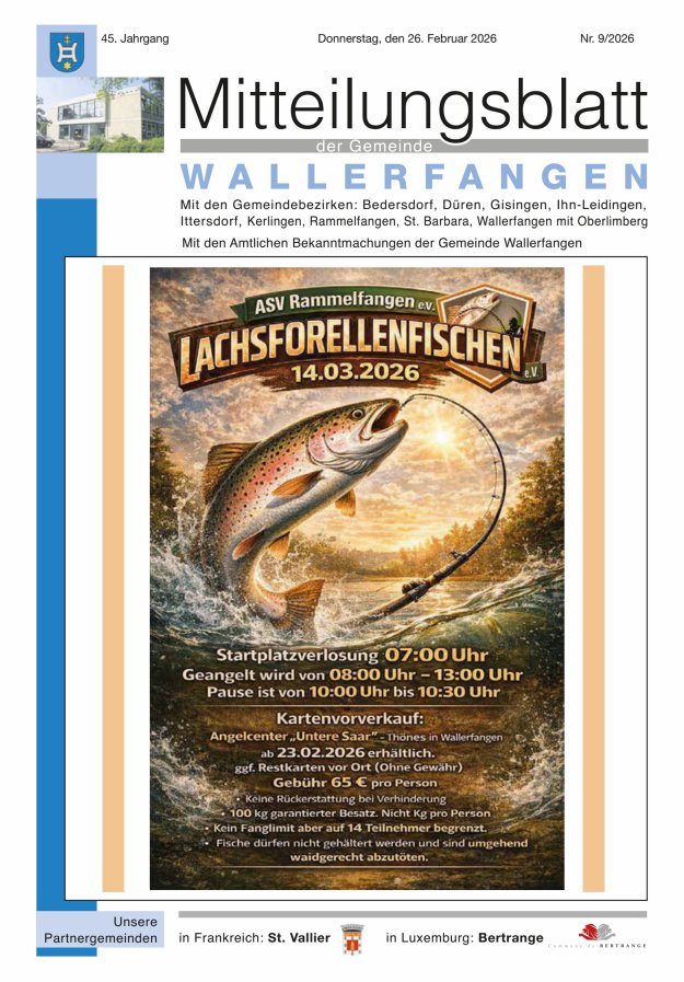Mitteilungsblatt Gemeinde Wallerfangen Titelblatt 09/2026