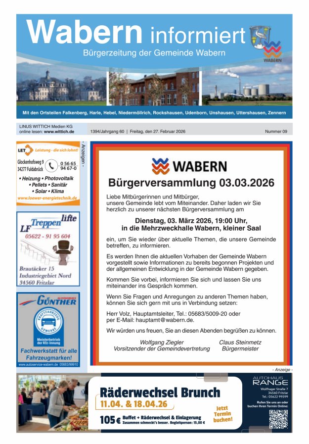 Wabern informiert Titelblatt 09/2026