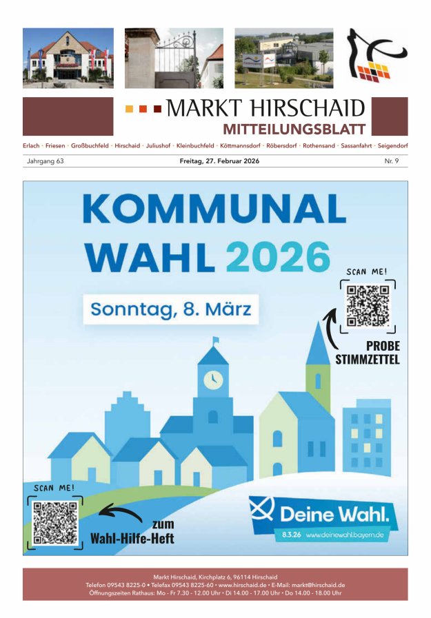 Mitteilungsblatt Markt Hirschaid Titelblatt 09/2026