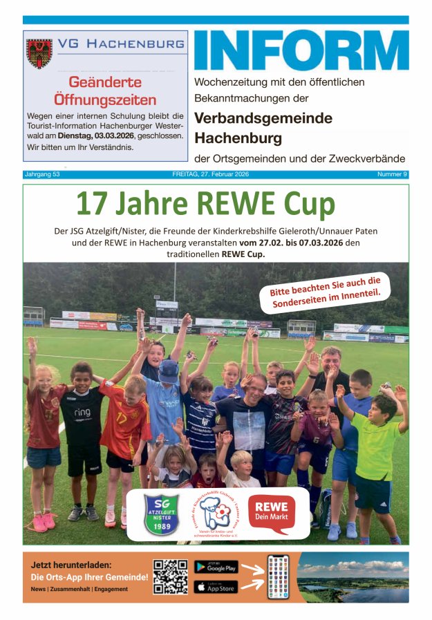 INFORM - Wochenzeitung der Verbandsgemeinde Hachenburg Titelblatt 09/2026