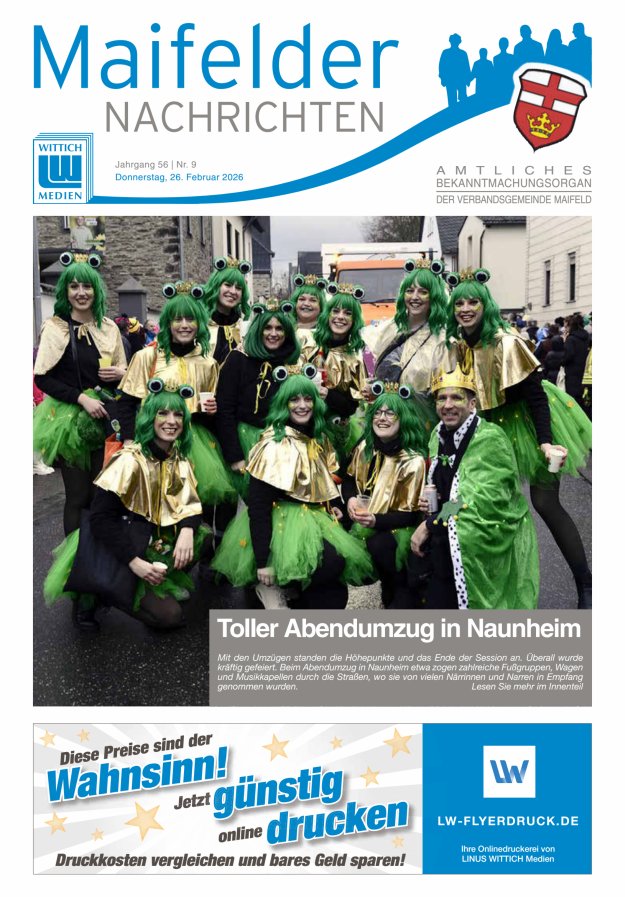 Maifelder Nachrichten - Wochenzeitung der Verbandsgemeinde Maifeld Titelblatt 09/2026