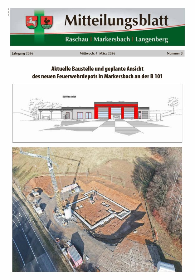 Mitteilungsblatt der Gemeinde Raschau-Markersbach Titelblatt 03/2026