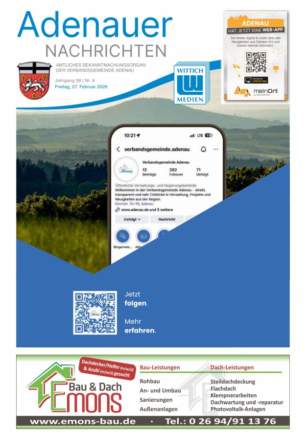 Adenauer Nachrichten Titelblatt 09/2026