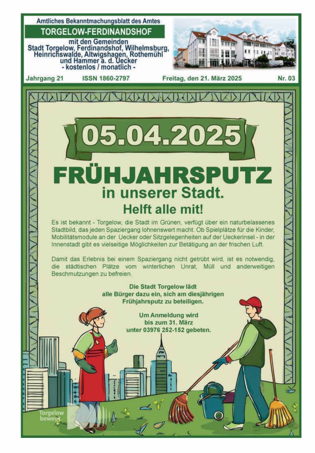 Amtliches Bekanntmachungsblatt des Amtes Torgelow-Ferdinandshof Titelblatt 03/2025