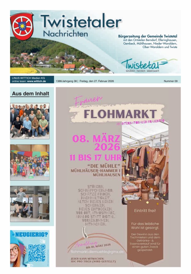 Twistetaler Nachrichten Titelblatt 09/2026
