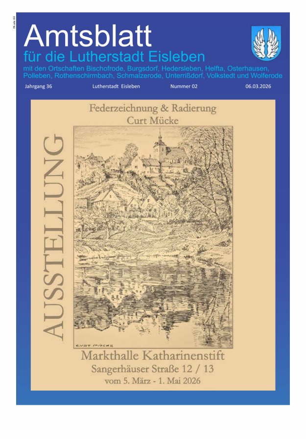 Amtsblatt Lutherstadt Eisleben – Amtliches Mitteilungsblatt der Lutherstadt Eisleben Titelblatt 02/2026