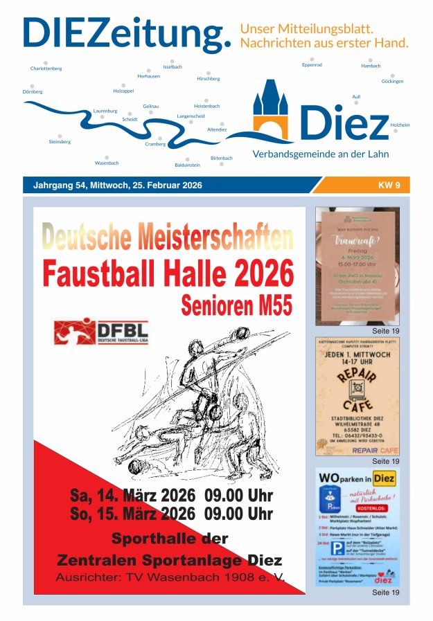 DIEZeitung - Mitteilungsblatt der Verbandsgemeinde Diez  Titelblatt 09/2026