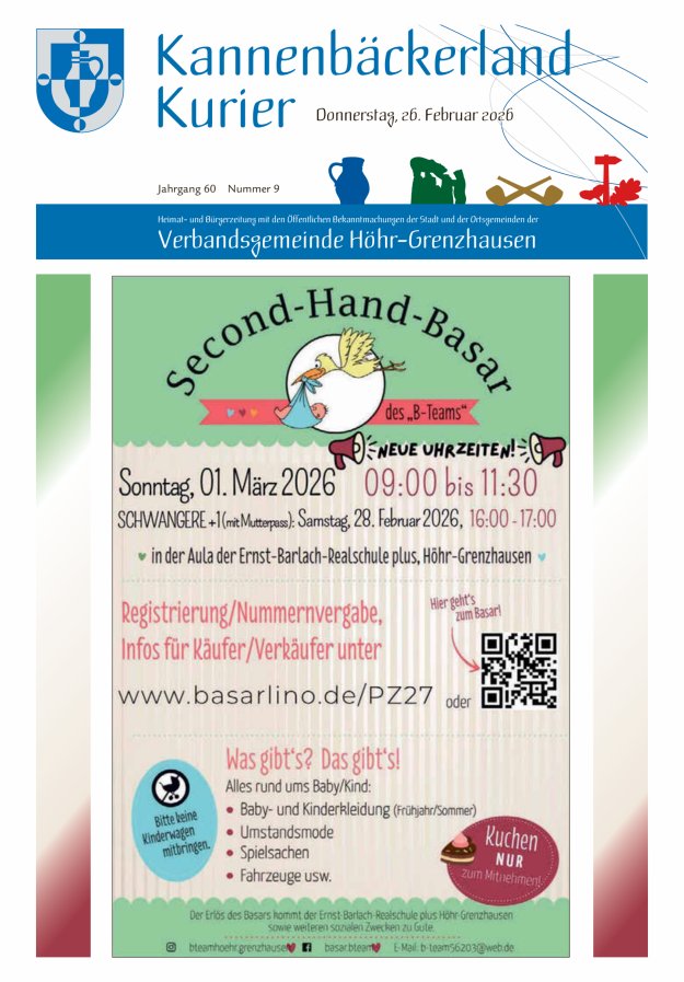 Kannenbäckerland-Kurier Verbandsgemeinde Höhr-Grenzhausen Titelblatt 09/2026