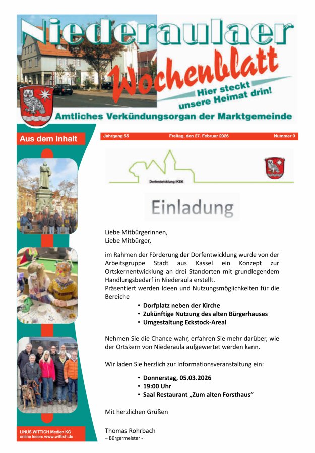 Niederaulaer Wochenblatt Titelblatt 09/2026