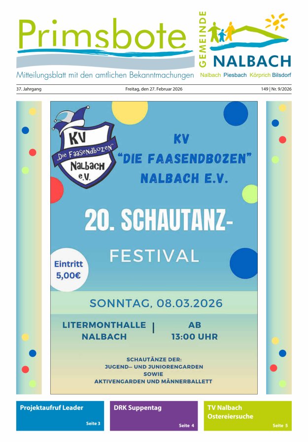 Primsbote Gemeinde Nalbach Titelblatt 09/2026