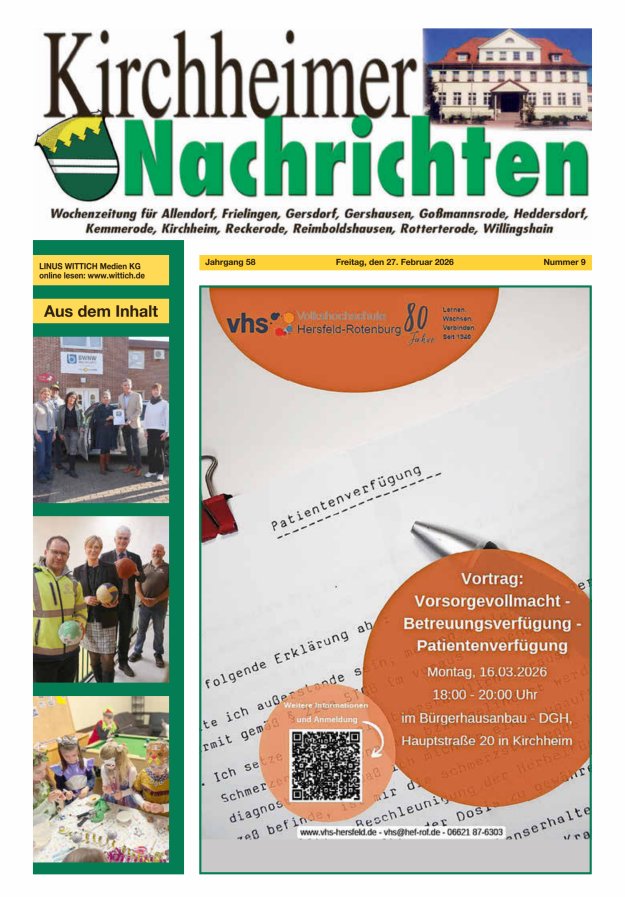 Kirchheimer Nachrichten Titelblatt 09/2026