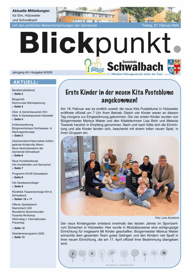Blickpunkt Schwalbach Titelblatt 09/2026