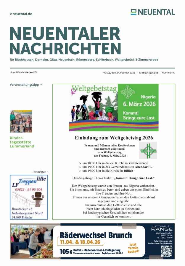 Neuentaler Nachrichten Titelblatt 09/2026