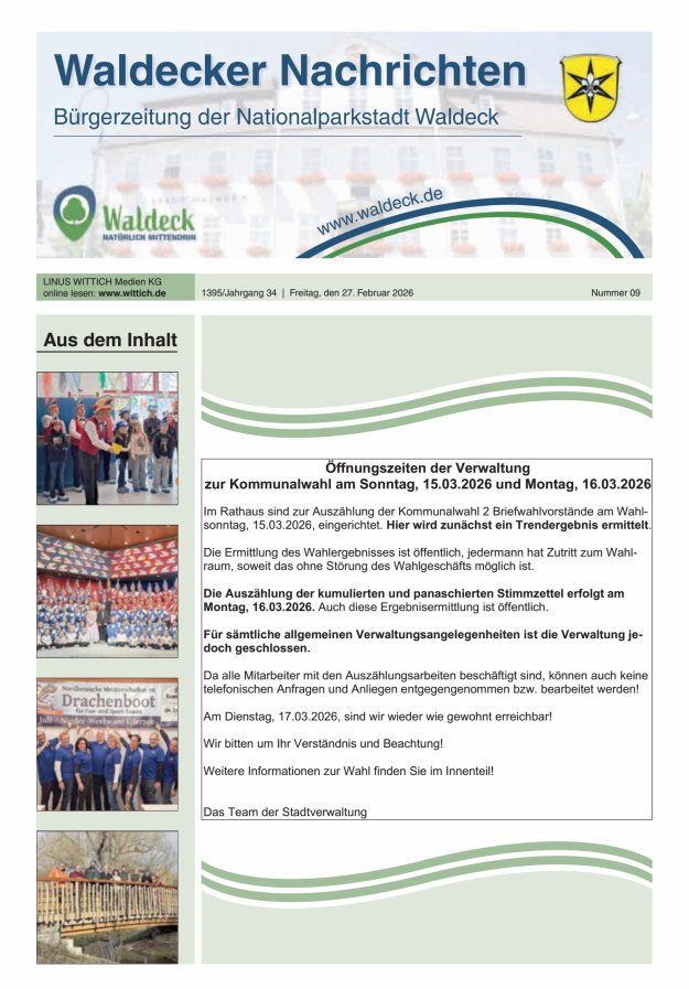 Waldecker Nachrichten Titelblatt 09/2026