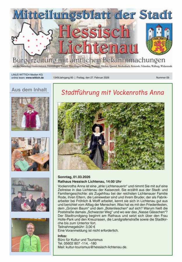 Mitteilungsblatt der Stadt Hess Lichtenau Titelblatt 09/2026