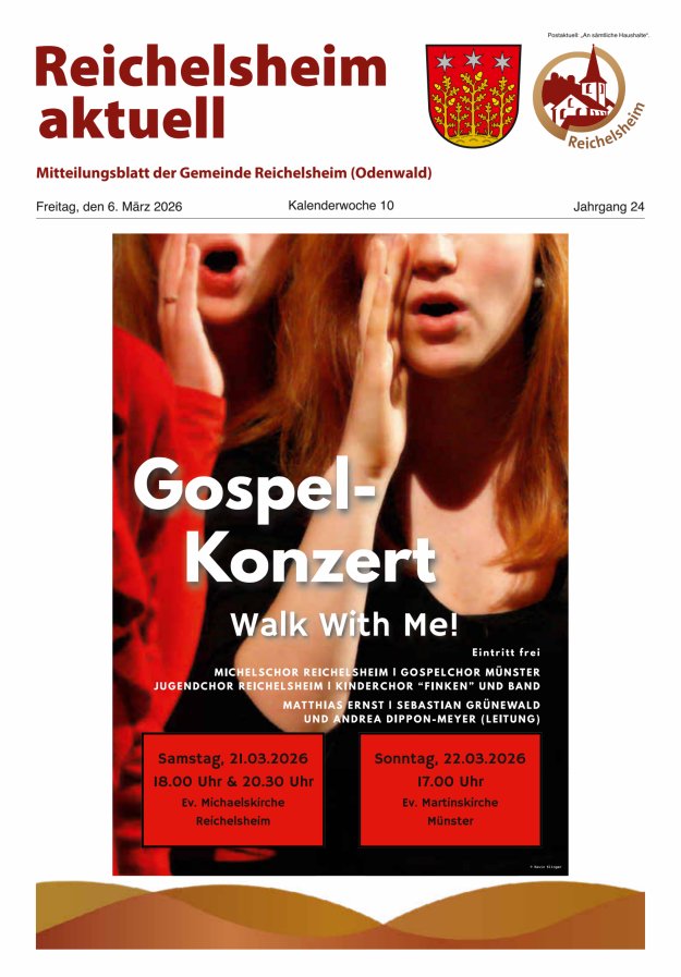 Reichelsheim aktuell - Amtsblatt der Gemeinde Reichelsheim(Odenwald) Titelblatt 10/2026