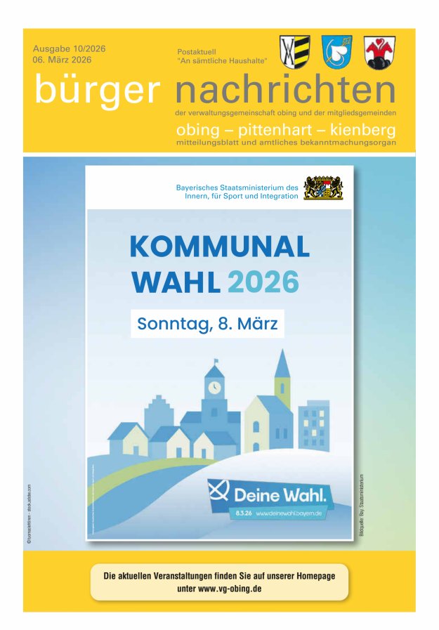 Bürger Nachrichten Obing Pittenhart Kienberg Titelblatt 10/2026