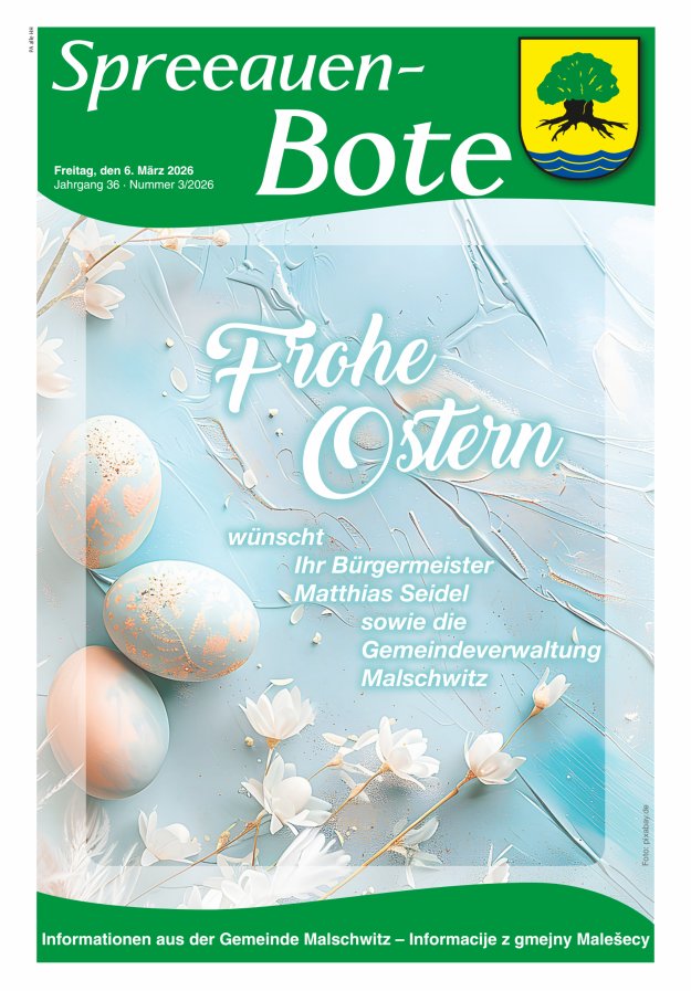 Spreeauen-Bote - Amtsblatt der Gemeinde Malschwitz Titelblatt 03/2026