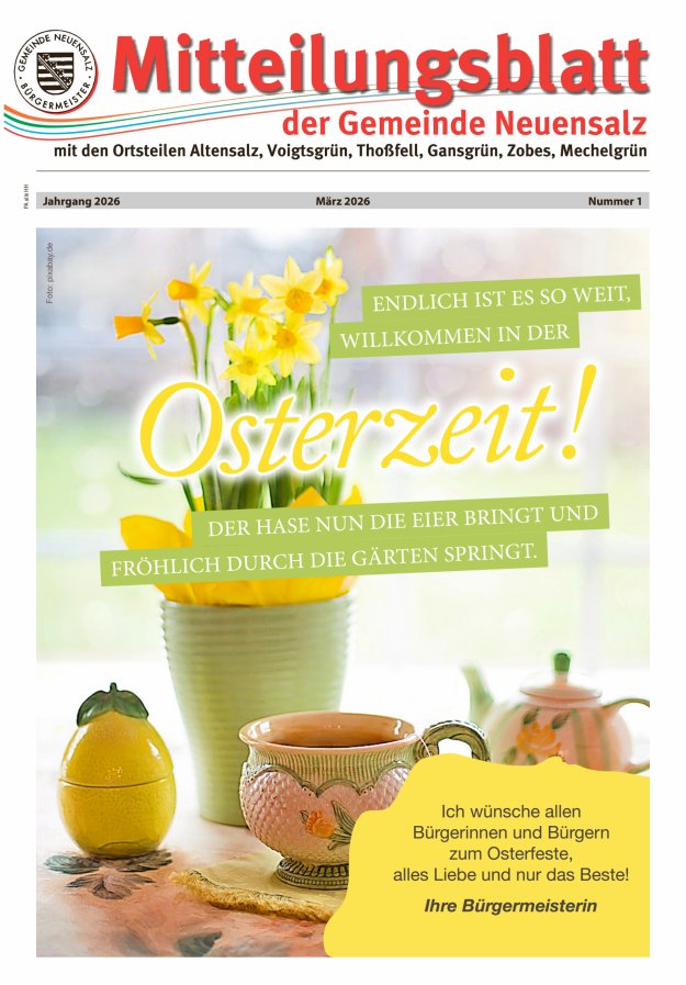 Mitteilungsblatt der Gemeinde Neuensalz Titelblatt 01/2026