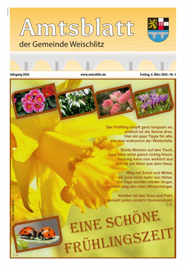 Amtsblatt der Gemeinde Weischlitz Titelblatt 03/2026