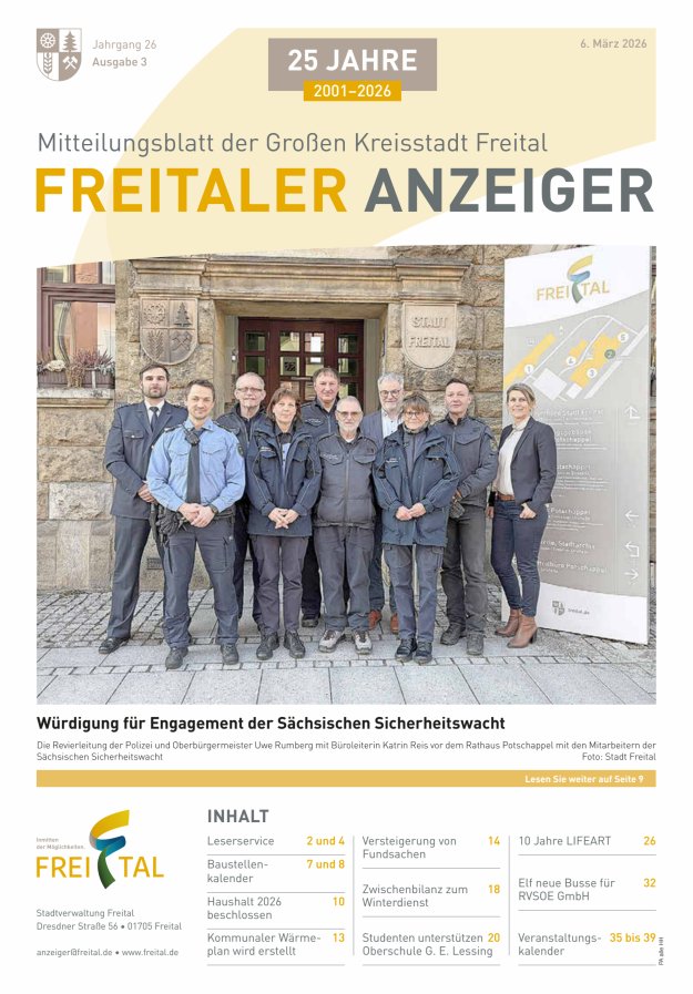 Freitaler Anzeiger - Amtsblatt der Großen Kreisstadt Freital Titelblatt 03/2026