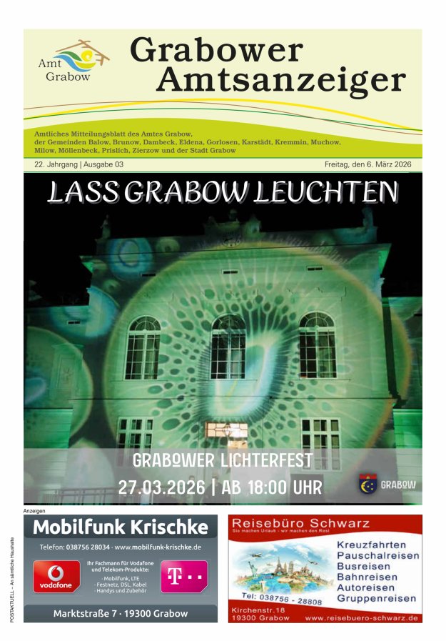 Grabower Amtsanzeiger Titelblatt 03/2026